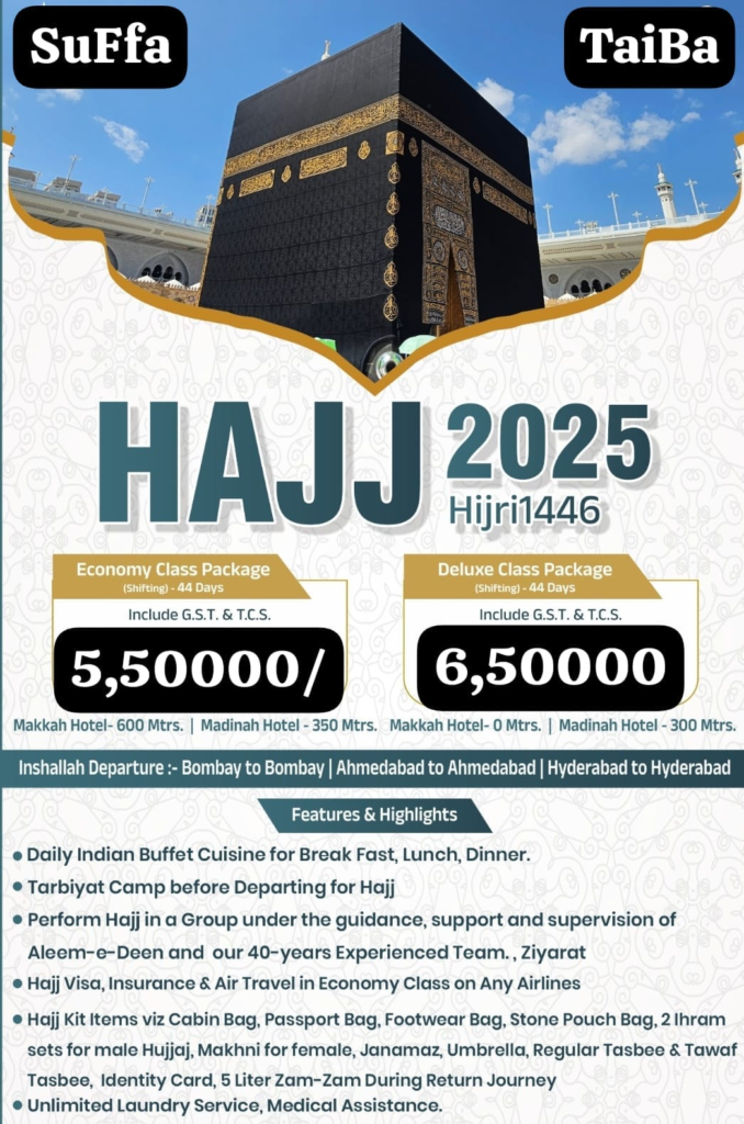 Hajj Package 2 – (Shifting Packages) ₹5,50,000/-